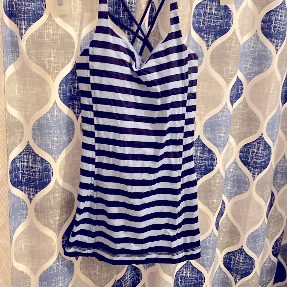 Blue striped lulu lemon tank top in xs